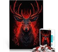 Rompecabezas para Adolescentes 1000 Piezas Ciervos Animales Rojos Y Negros Desafiante Difícil Juguetes de decoración del hogar 75x50cm