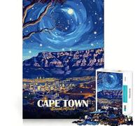 Rompecabezas para Adolescentes 1000 Piezas Ciudad del Cabo Sudáfrica Paisaje Nocturno Corte preciso Divertido Creativo Juego Mental Relajante Tiempo de diversión Arte (38x52cm)