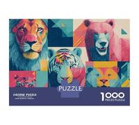 Rompecabezas para Adolescentes 1000 Piezas Colorful Animal Illustrations Rompecabezas para Adultos Juegos Divertidos Decoración Interacción Entre Padres E Hijos 52x38cm/1000pcs