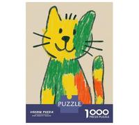 Rompecabezas para Adolescentes 1000 Piezas Colorful Cat Crayon Drawing Rompecabezas para Adultos Juguete Decoración De Pared Corte De Precisión Ayuda A Ejercitar El Cerebro 52x38cm/1000pcs