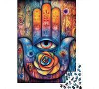 Rompecabezas para Adolescentes 1000 Piezas Colorful Hamsa Hand Art Print Rompecabezas para Adolescentes Juegos Relajantes Decoración Interacción Entre Padres E Hijos 70x50cm/1000pcs