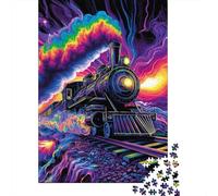 Rompecabezas para Adolescentes 1000 Piezas Colorful Steam Train Art Print Rompecabezas para Adultos Juegos Divertidos Decoración Interacción Entre Padres E Hijos 52x38cm/1000pcs