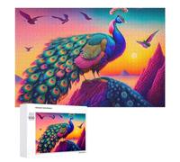 Rompecabezas para adolescentes, 1000 piezas, colorido pavo real, puesta de sol, paisaje, rompecabezas para adultos, juguetes antiestrés, decoración perfecta para es ideal como regalo, 1000 piezas