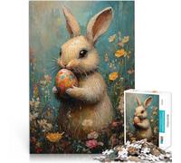 Rompecabezas para Adolescentes 1000 Piezas Conejito de Pascua con Huevo Juego Intelectual Cada Pieza es única: un desafiante y Divertido Juego Familiar 75x50cm