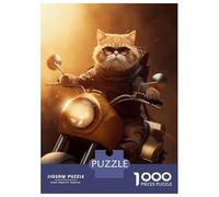 Rompecabezas para Adolescentes 1000 Piezas Cool Cat Riding Motorcycle Rompecabezas para Adultos Juegos Relajantes Regalo De Cumpleaños para Cumpleaños, Navidad 38x26cm/1000pcs