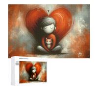Rompecabezas para adolescentes, 1000 piezas, corazón de amor con gato, rompecabezas para adultos, juguetes antiestrés, decoración perfecta para es ideal como regalo, 1000 piezas