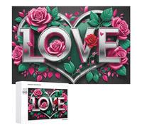 Rompecabezas para adolescentes, 1000 piezas, corazón de amor con rosas, rompecabezas para adultos, juego práctico, carrera de velocidad, desafío educativo, 1000 piezas