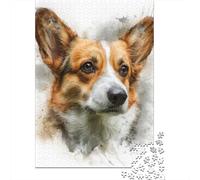 Rompecabezas para Adolescentes 1000 Piezas Corgi Dog Watercolor Art Print-1 Rompecabezas para Adolescentes Juegos Relajantes Decoración Interacción Entre Padres E Hijos 52x38cm/1000pcs