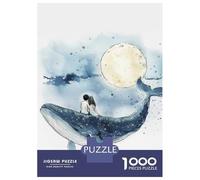 Rompecabezas para Adolescentes 1000 Piezas Couple on Whale Under Moon Rompecabezas para Adultos Juegos De Relajación Corte De Precisión Oferta como Regalo para Toda La Familia 52x38cm/1000pcs