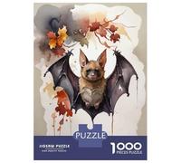 Rompecabezas para Adolescentes 1000 Piezas Cute Bat Watercolor Rompecabezas para Adultos Juegos Relajantes Regalo De Cumpleaños para Cumpleaños, Navidad 38x26cm/1000pcs