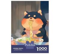 Rompecabezas para Adolescentes 1000 Piezas Cute Dog Eating Ramen - Shiba Inu Rompecabezas para Adultos Juegos Familiares Análisis Y Lógica para Cumpleaños, Navidad 52x38cm/1000pcs