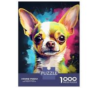 Rompecabezas para Adolescentes 1000 Piezas Cute Watercolor Chihuahua Rompecabezas para Adultos Juguetes Antiestrés Patrón De Montaje Oferta como Regalo para Toda La Familia 52x38cm/1000pcs