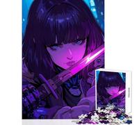 Rompecabezas para Adolescentes 1000 Piezas Cyberpunk Anime Girl con Espada Juguetes DIY Gran Regalo para Juegos Juego de ingenio Ayuda a ejercitar el Cerebro Tamaño 38x52cm