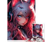 Rompecabezas para Adolescentes 1000 Piezas Cyberpunk Neko Cat Girl Juguete Educativo Ideas de Regalos para Juego Educativo Mejora el Amor Entre Parejas Tamaño 38x26cm