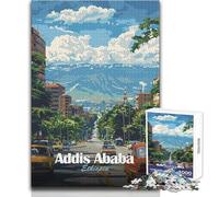 Rompecabezas para Adolescentes: 1000 Piezas de Adís Abeba,Etiopía Paisaje Urbano Juego desafiante Juguetes Análisis y lógica Regalos para el Amigo Secreto Tamaño 50x75cm