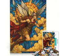 Rompecabezas para Adolescentes 1000 Piezas de Arte en vidrieras de valquirias Juegos relajantes interacción Entre Padres e Hijos Regalos de cumpleaños 50x75cm