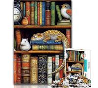 Rompecabezas para Adolescentes, 1000 Piezas de camaleón en estantería, para Adultos, Ideal como Juego Educativo, Juguete de desafío, decoración única para el hogar y Regalos (tamaño 38x26cm)