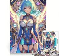 Rompecabezas para Adolescentes: 1000 Piezas de Chica Anime con alas Ideal para Juegos, relajación, interacción Entre Padres e Hijos, cumpleaños 38x26cm