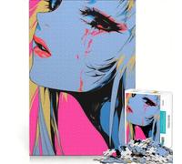 Rompecabezas para Adolescentes: 1000 Piezas de Chica Anime con lágrimas de Sangre, Juegos relajantes, interacción Entre Padres e Hijos, Regalos de cumpleaños 50x75cm