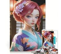 Rompecabezas para Adolescentes: 1000 Piezas de Chica Anime en Kimono con faroles Juegos relajantes, Ideales para la interacción Entre Padres e Hijos, Regalos de cumpleaños 38x26cm