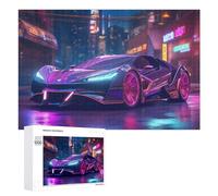 Rompecabezas para adolescentes, 1000 piezas de coche futurista de neón para adultos, juguetes antiestrés, decoración perfecta para es ideal como regalo, 1000 unidades