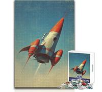 Rompecabezas para Adolescentes: 1000 Piezas de Cohetes Retro en Vuelo, Vacaciones en casa, Juegos Familiares, Gran Regalo (tamaño 50x75cm)