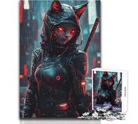 Rompecabezas para Adolescentes: 1000 Piezas de Cyberpunk Catgirl Warrior, Juego práctico para Matar el Tiempo, Regalo de Amigo Secreto (tamaño 50x75cm)