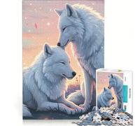 Rompecabezas para Adolescentes 1000 Piezas de Dos Lobos Blancos en un Paisaje Pastel Juegos relajantes Ideales para la interacción Entre Padres e Hijos cumpleaños
