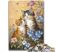 Rompecabezas para Adolescentes: 1000 Piezas de El Gato Entre Las Flores, Juguetes educativos, decoración única para el hogar y Regalos para Mayores de 14 años, 26x38cm