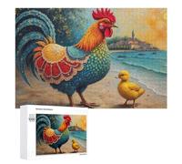 Rompecabezas para adolescentes, 1000 piezas de gallo colorido y pato en la playa, rompecabezas para adultos, juguetes antiestrés, arte de pared, interacción entre padres e hijos, 1000 piezas