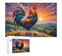 Rompecabezas para adolescentes, 1000 piezas de gallo en la cima de la colina al atardecer, para adultos, juegos de relajación, decoración perfecta, actividades divertidas en casa, 1000 piezas