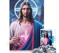 Rompecabezas para Adolescentes 1000 Piezas de Jesús en la era neón Juguetes para armar, decoración para el hogar, Toda la Familia 38x26cm