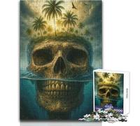 Rompecabezas para Adolescentes: 1000 Piezas de la Isla Calavera con Palmeras, Ideal para Pasar el rato en casa, Juegos Familiares, un Gran Regalo (tamaño 38x52cm)