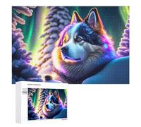Rompecabezas para adolescentes, 1000 piezas de luces boreales Husky, escena nocturna para adultos, juguetes antiestrés para pared, arte de pared, interacción entre padres e hijos, 1000 piezas