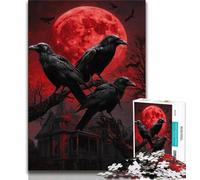 Rompecabezas para Adolescentes 1000 Piezas de Rompecabezas de Cuervos y Lunas de Sangre desafiantes Juegos Familiares Juguetes de Bricolaje para decoración de Paredes del hogar Regalos de 75x50cm
