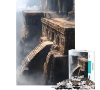 Rompecabezas para Adolescentes 1000 Piezas de ruinas de templos en acantilados brumosos Juego Educativo desafío Juguete Juegos Familiares Carrera de Velocidad Regalos de cumpleaños (tamaño 75x50cm)