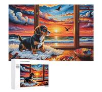 Rompecabezas para adolescentes, 1000 piezas de serenidad al atardecer con cachorros, rompecabezas para adultos, juguetes antiestrés, arte de pared, interacción entre padres e hijos, 1000 piezas