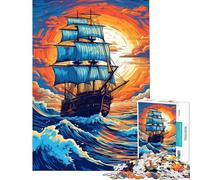 Rompecabezas para Adolescentes 1000 Piezas de un Barco de Vela de Sunset Rompecabezas antiestrés para Adolescentes Ayuda a desarrollar el Pensamiento analítico y lógico Ejercicio Cerebral (38x52cm)