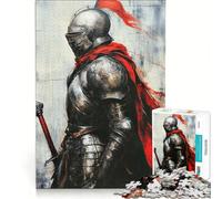 Rompecabezas para Adolescentes 1000 Piezas de un Caballero con Armadura Brillante y Capa roja Juguetes para armar, decoración para el hogar, Toda la Familia 38x26cm