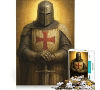 Rompecabezas para Adolescentes: 1000 Piezas de un Caballero Cruzado con Espada y Cruz Juego Familiar, Ideal para divertirse en casa Perfecto como Regalo 50x75cm