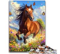 Rompecabezas para Adolescentes: 1000 Piezas de un Caballo Entre Flores, desafiantes, Divertidos y Divertidos Regalo de cumpleaños, decoración de Pared 50x75cm