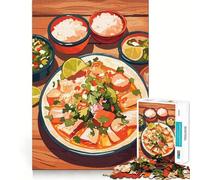 Rompecabezas para Adolescentes 1000 Piezas de un Delicioso Plato de mariscos con arroz y Salsa Juego de ingenio con Piezas de Corte Exacto Regalo Ideal para un rato de Juego Tranquilo Regalo
