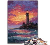 Rompecabezas para Adolescentes: 1000 Piezas de un Faro al Atardecer, desafiantes, Divertidos y Divertidos Regalo de cumpleaños, decoración de Pared 50x75cm