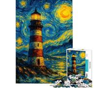 Rompecabezas para Adolescentes 1000 Piezas de un Faro bajo un Cielo Estrellado Rompecabezas Divertidos para Adolescentes Corte de precisión cumpleaños (tamaño 50x75cm)