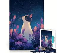 Rompecabezas para Adolescentes 1000 Piezas de un Gato Mirando Las Estrellas Diseño de Corte preciso Divertido,Creativo,para ejercitar la Mente,Relajarse y divertirse Arte (38x26cm)