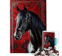 Rompecabezas para Adolescentes 1000 Piezas de un majestuoso Caballo Negro Rompecabezas antiestrés para Adolescentes Ayuda a desarrollar el Pensamiento analítico y lógico Ejercicio Cerebral (38x52cm)