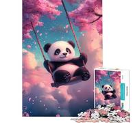 Rompecabezas para adolescentes 1000 piezas de un panda columpiándose entre flores Rompecabezas antiestrés para adolescentes Ayuda a desarrollar el pensamiento analítico y lógico ejercitando el cerebro