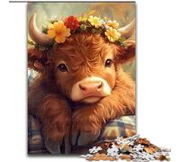 Rompecabezas para Adolescentes: 1000 Piezas de una Adorable Vaca de Las Tierras Altas Actividad Familiar para fomentar el Amor en Pareja, para Mayores de 14 años tamaño 50x75cm
