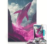 Rompecabezas para Adolescentes 1000 Piezas de una Ballena Rosa en un Paisaje de montaña Juguetes para armar decoración para el hogar Toda la Familia 38x26cm