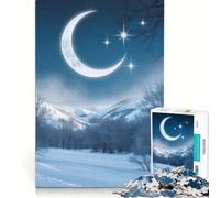 Rompecabezas para Adolescentes: 1000 Piezas de una Luna Creciente sobre montañas Nevadas Juego Imposible Actividades Familiares Regalo Ideal para Toda la Familia 38x26cm